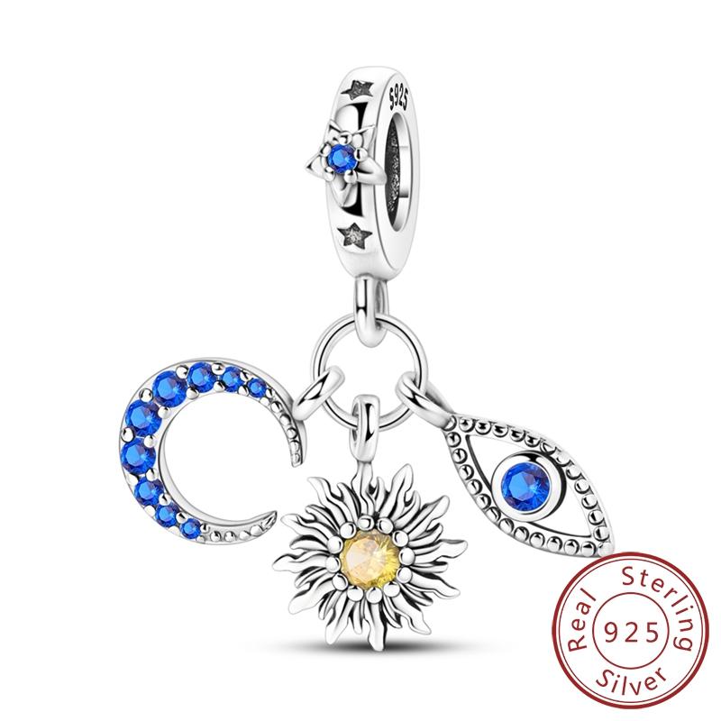 Real Copper Charms Luminous Firefly Butterfly Sunflower Pink Beads Fit Original Bracelet Women Birthday Diy Jewelry