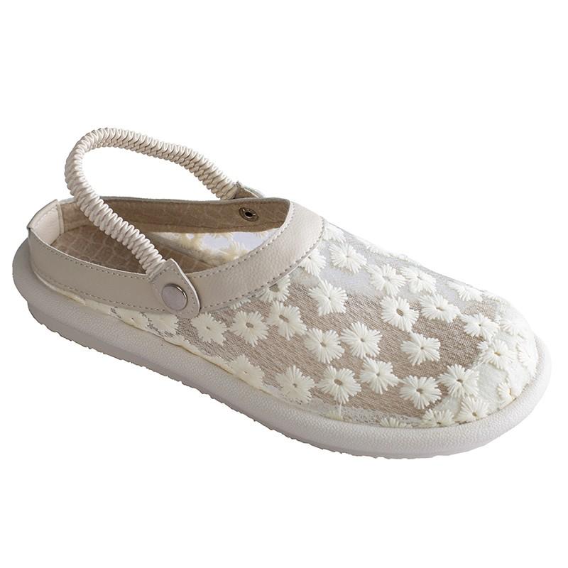 

Модные балетки Женские тапочки Закрытый носок Низкие шлепанцы 2025 Хлопковая ткань Римские сандалии Каблуки-копытца Резиновая обувь 35 бежевый