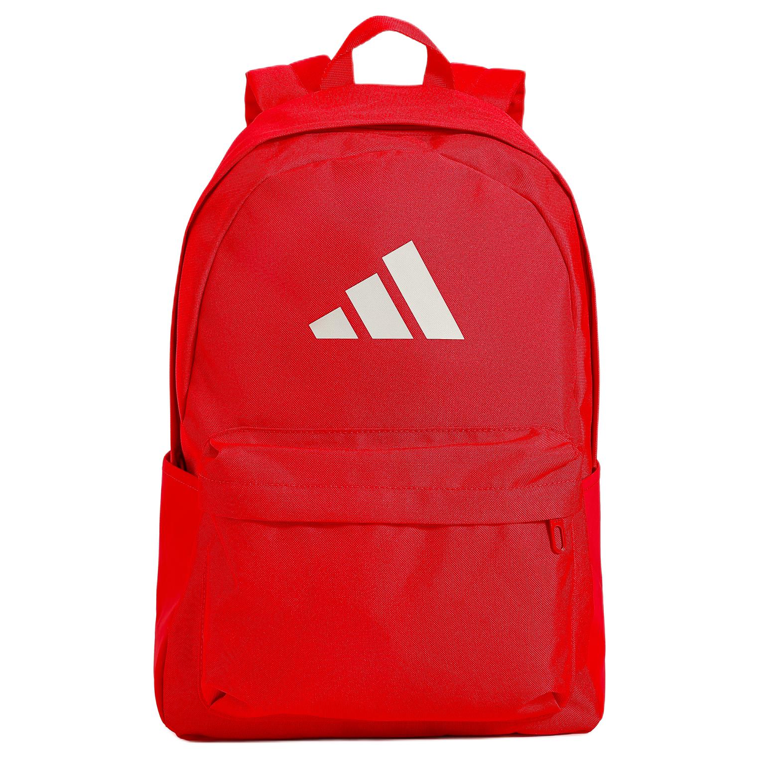 Adidas 27.5L Classic 3 Stripes Logo Zipper Closure Fabric Backpack Unisex Backpack Red KS9196 Red