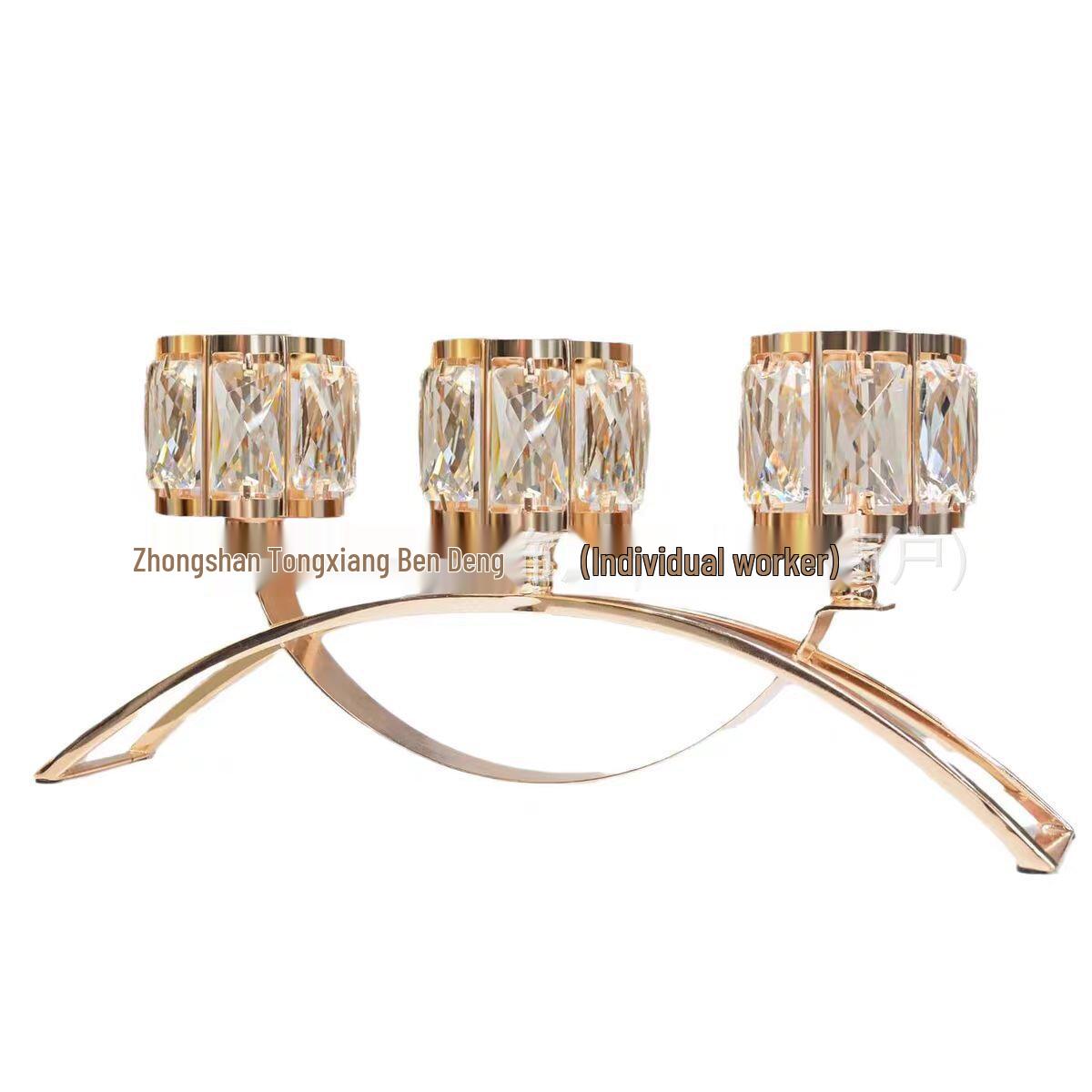 Nordic Modern Three-Head Crystal Iron Candlestick for Romantic Dinner - French Home Decor