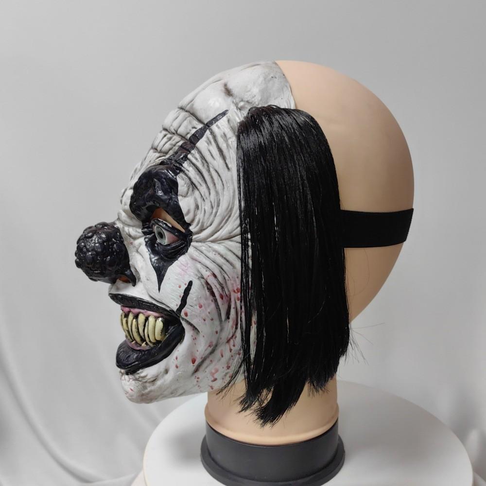 Horror Schwarze geflochtene Clownhaube Halloween-Fänge Clownmaske Tanzparty Feiertagsshow Maske