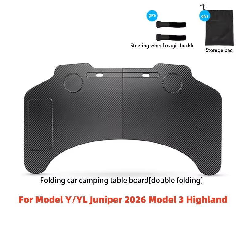 For Tesla Model 3 Y YL Juniper 2026 Car Steering Wheel Dining Table Foldable Travel Work Camping Laptop Office Table Tray Holder