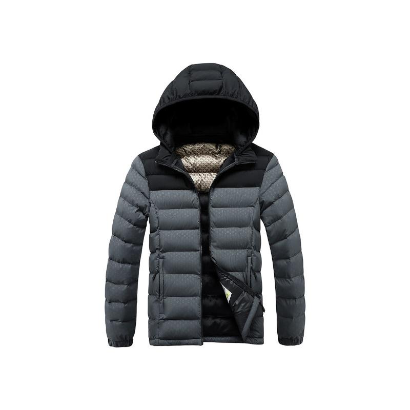 Lightweight Cotton Coat Men's Winter Contrasting Color Graphene Full Print Removable Cap Thickened Hooded Jacket Men