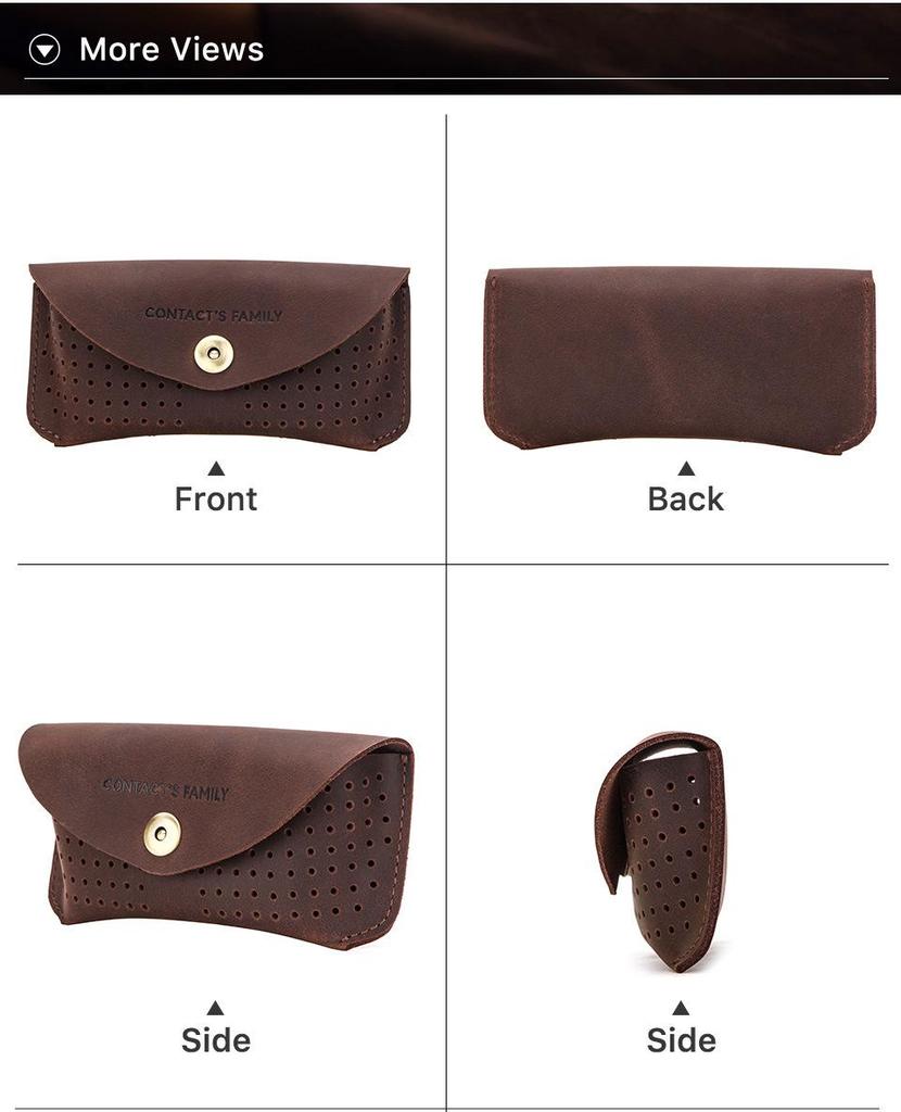 Retro Crazy Horse Genuine Cowhide Leather Flip-top Glasses Case
