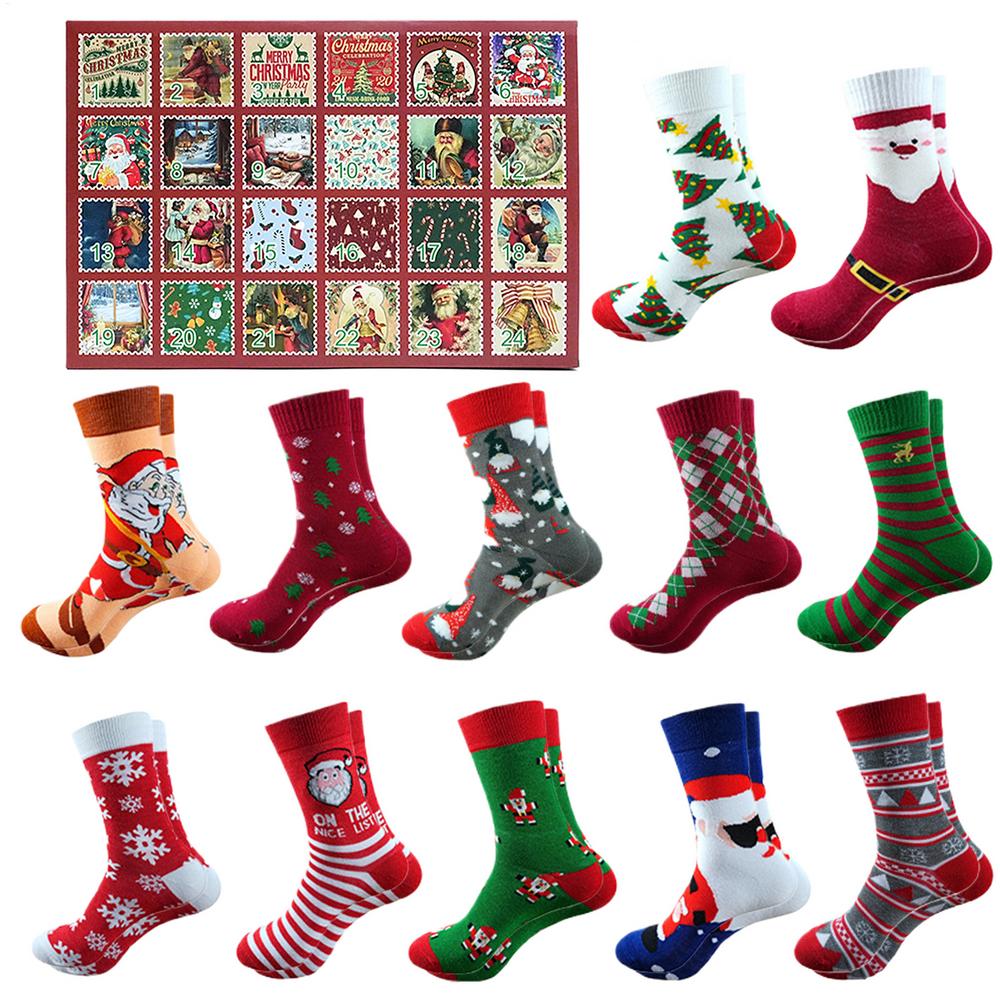 

Christmas Calendar Socks Advent 24 Days Advent Countdown 12 Pairs Of Soft Crew Socks For Women Men Adults Teens Holiday gifts as picture shows