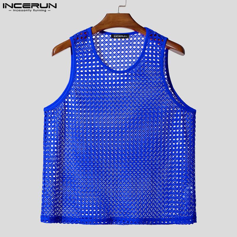 INCERUN Herren Rundhals Ärmellos Ausgeschnitten Lässige Strand Tanktops
