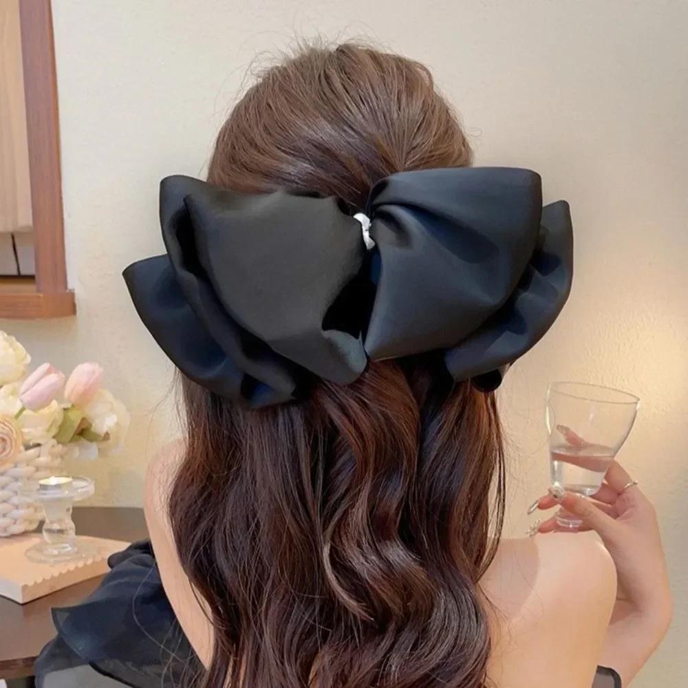 Girls Blue Pink Big Bow Ribbon Hair Clip Elegant Simple Spring Summer Oversized Bow Hair Clips Headband Clips Hair Accessories