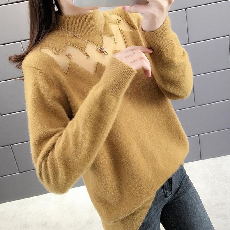 Sweater for Women Autumn Winter Thickened Pullover Warm Knitted Stretchy Long Sleeve Oversize Jumper Tops