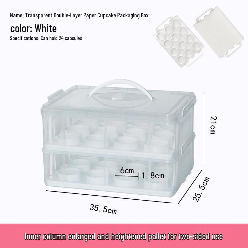 Transparent Cupcake Muffin Transport Box with Handle
