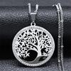 Fashion Tree of Life Stainless Steel Necklace Gold Color Crystal Pendant Necklaces Elegant Women Girl Jewelry Gifts N76S01