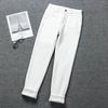 Witte elastische losse en dunne Harlan jeans met hoge taille voor dames, winter fluweel en verdikte negenpuntsbroek