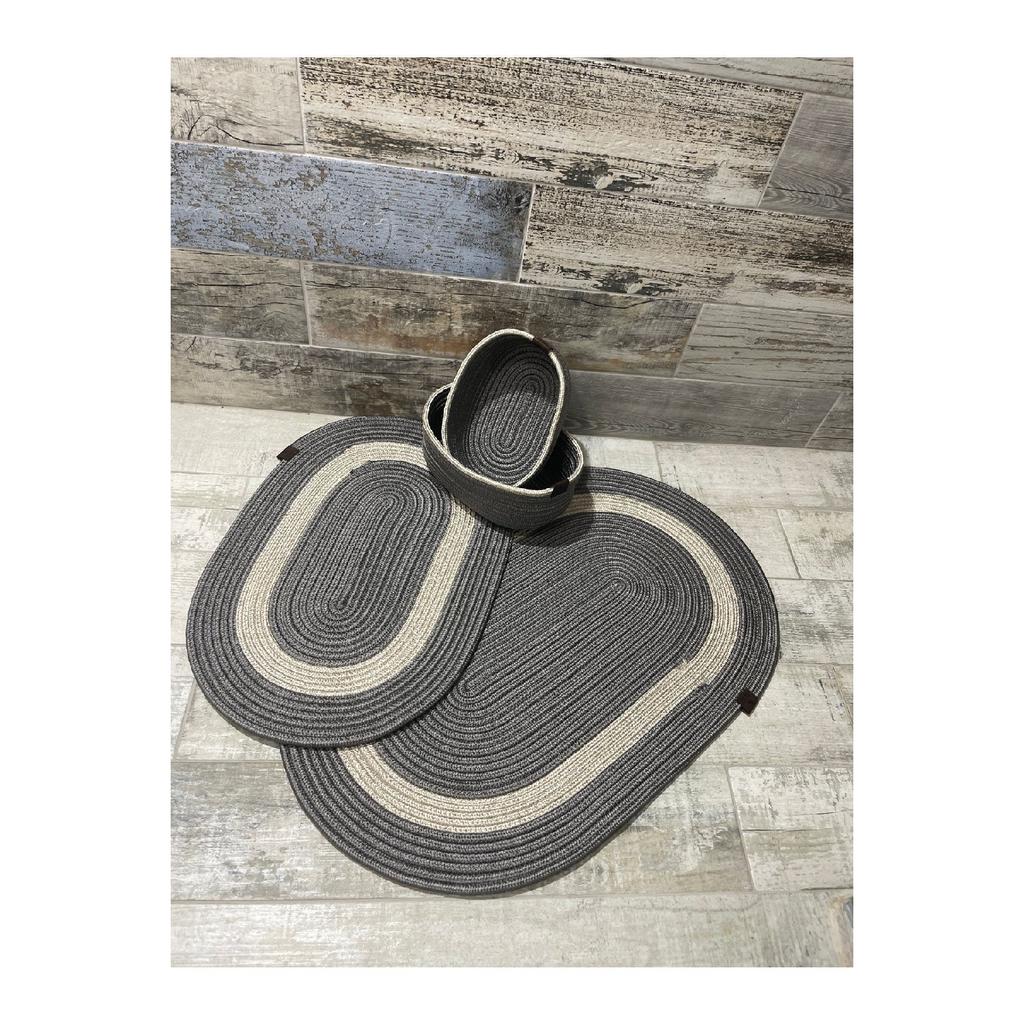 Iuta, răchită, set covoraș de baie, set coș de baie, set covoraș