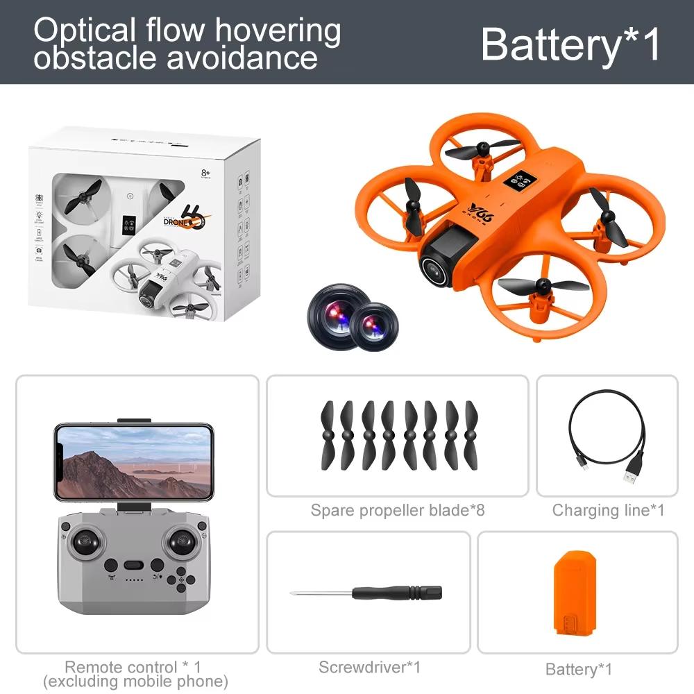 2025 New V66 Mini Drone 8K HD Dual Camera Five-way Obstacle Avoidance Foldable Remote Control Quadcopter WiFi FPV Children's Toy Gift