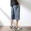 Jeans estivi da uomo, pantaloni in denim, pantaloncini casual al polpaccio, pantaloni capri dritti con coulisse in cotone lavato, taglia grande 8XL