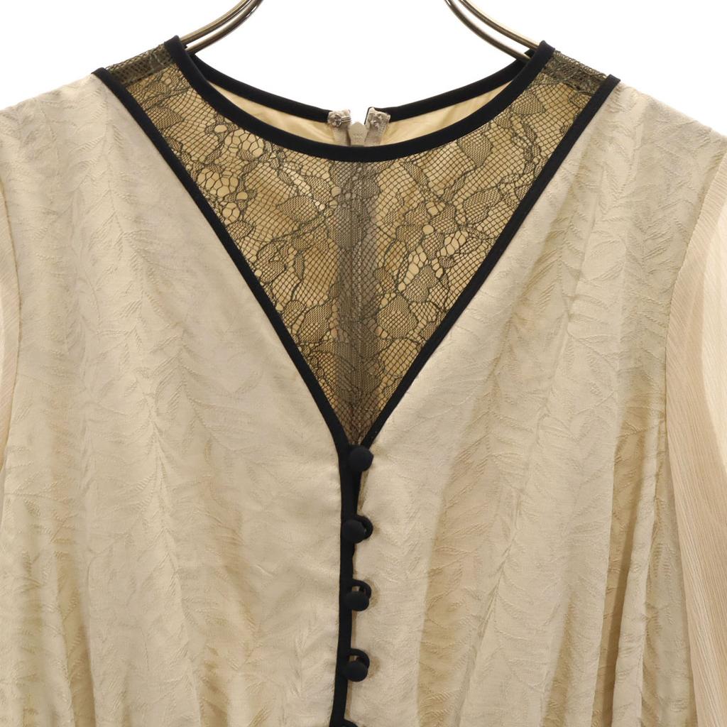 UNITED TOKYO Leaf Pattern Long sleeve JQ one piece beige Women Used