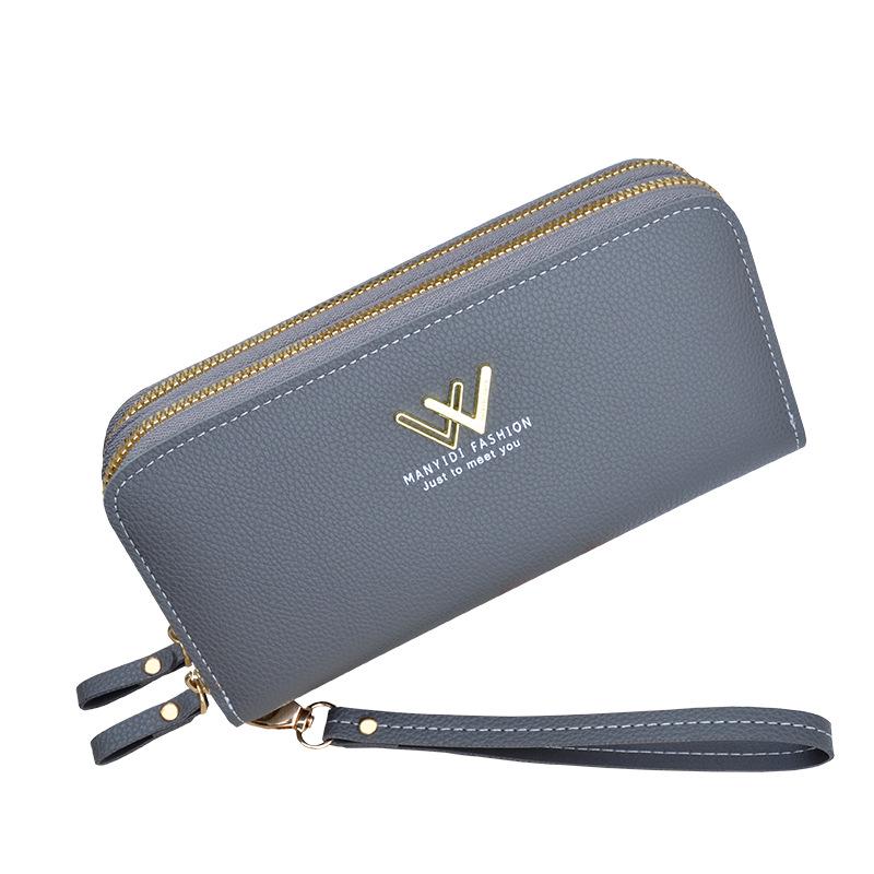 "Lange Damen-Geldbörse mit Doppelreißverschluss - Stilvolle und geräumige Clutch mit Handyhalter"