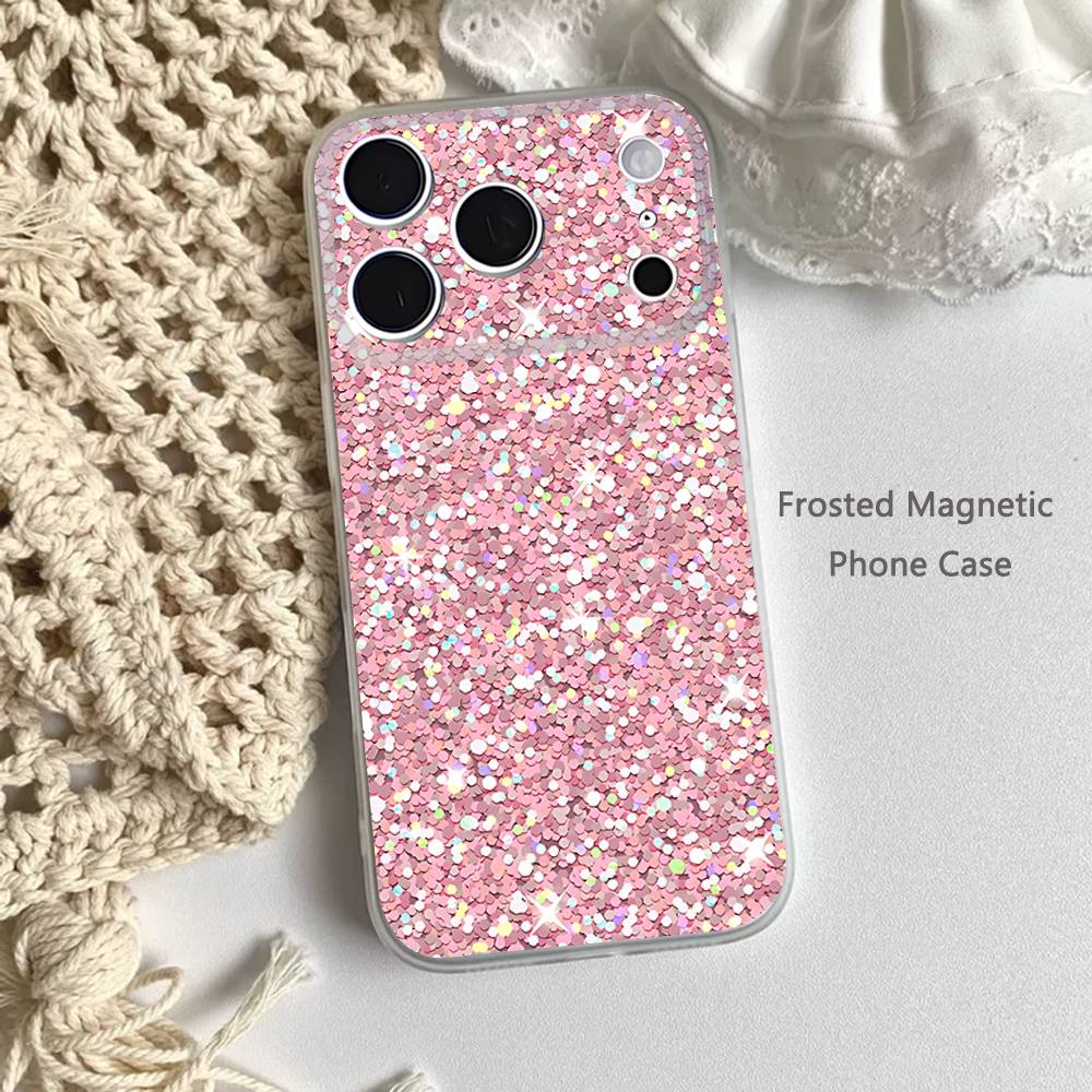 Dazzling Pink GIRL G-Glitter Phone Case For iPhone 17,16,15,14,13,12,11 Pro,Max,Plus,Mini,Air,E Magnetic Frosted Clear