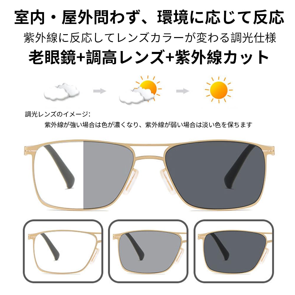 Stylish Reading Glasses for Men and Blue Light Photochromic Single UV Metal B1633 [FEISEDY] Women, Blocking, Lenses, Vision, Protection, Frame,