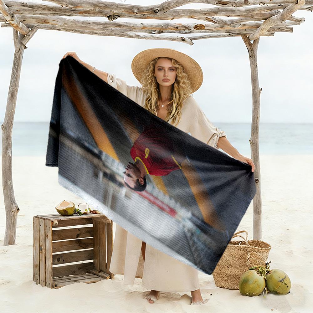 Soccer Player Stadium Beach Towel Soft Durable Quick-Dry Comfortable Lightweight Suitable for Sports, Travel, Swimming, Yoga, Bathroom, Beach, And Poo