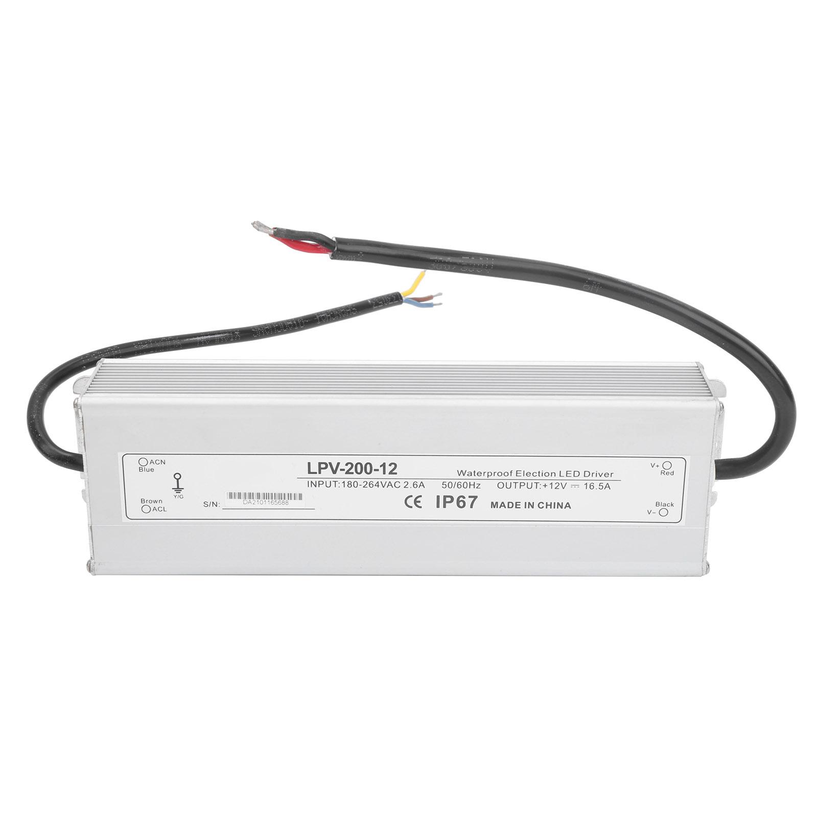 

BERM Waterproof Power Supply for LED Light Industry Driver Equipment DC12V 200W LPV‑200‑12