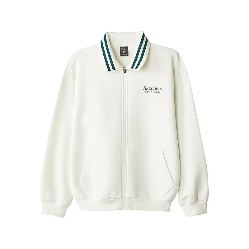 Skechers Sports League Series Stand Collar Zipper Comfortable Jacket Men Jackets Cotton-Candy-White L324M026-0074