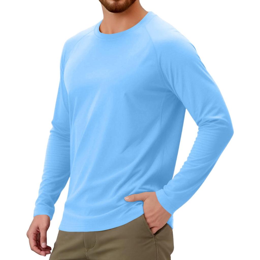 Men's Solid Color Raglan Long Sleeve Sports Top