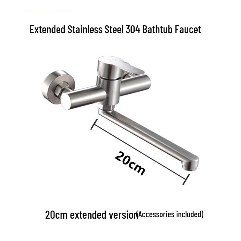 304 Stainless Steel Rotating Shower & Bathtub Faucet, Hot/Cold, Wall-Mounted, Concealed Installation.