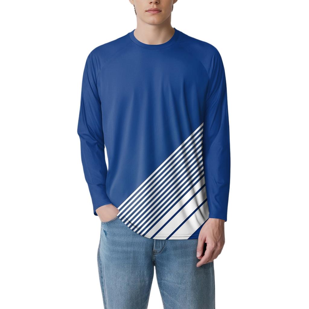 Men's Fashion Printed Raglan Long Sleeve Sports Top