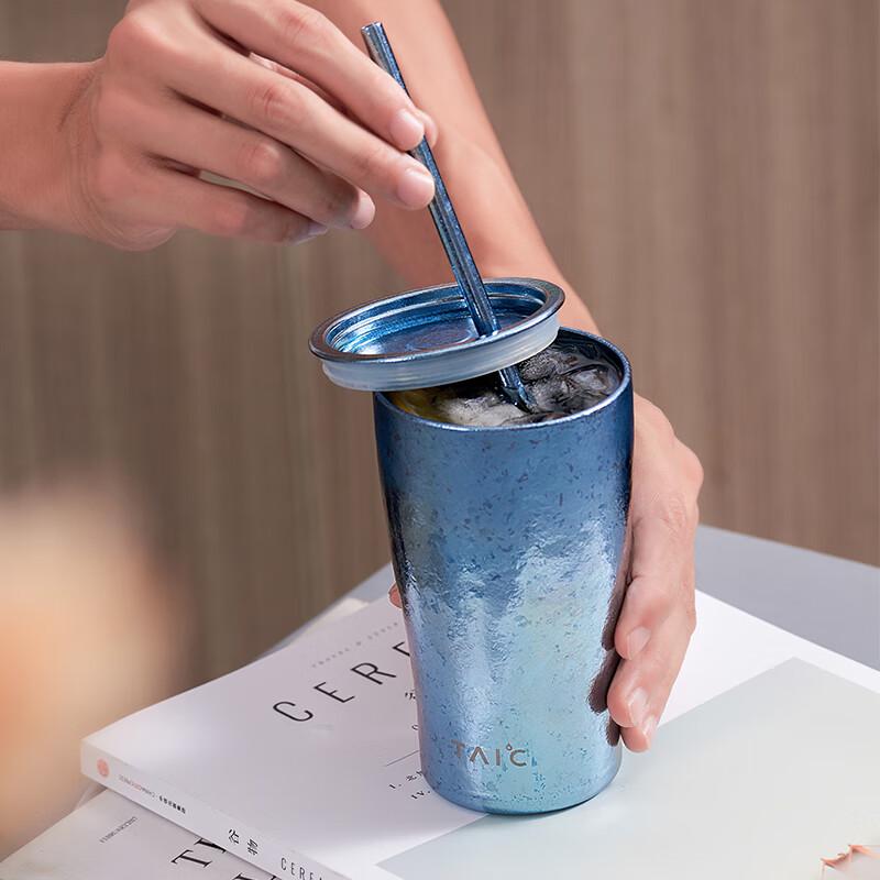 

TAIC Pure Titanium Insulated Coffee Water Tumbler with Lid & Straw