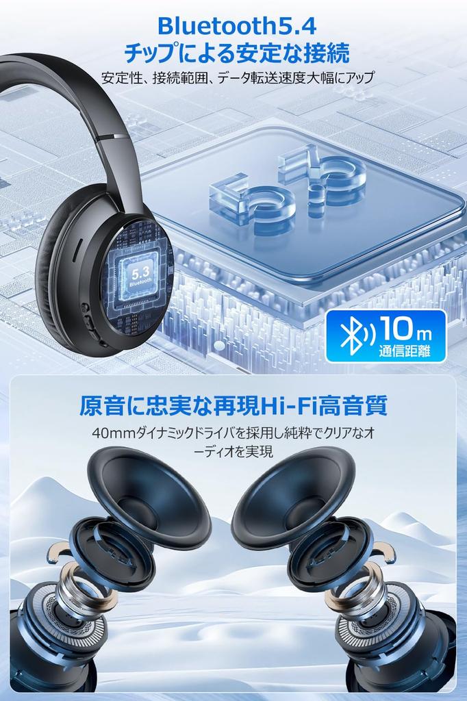 First Bluetooth Wireless ANC Noise Wired and Up to 35 Hours of Multipoint Comfortable and Lightweight Sound Leak 3 EQ Cable Black Industry's 5.4