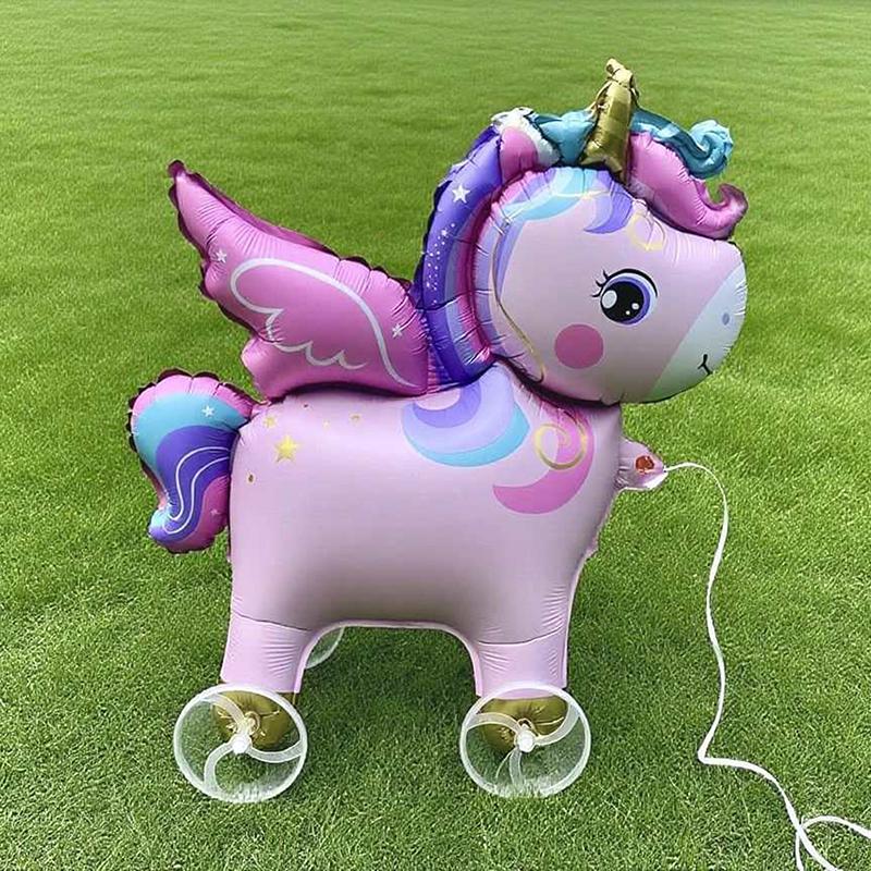 4D Cartoon Foil Balloons Elephant Stand Walking Balloon With Wheel For Kids Birthday Party Decoration Baby Shower