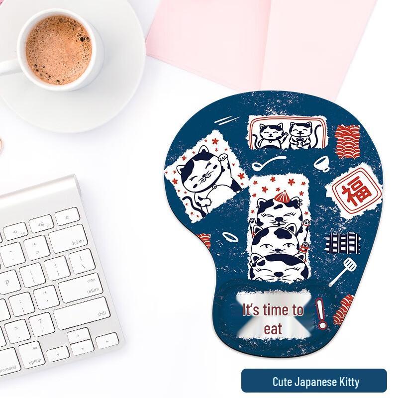 Fumede Cute Japanese Cat Wrist Rest Mouse Pad