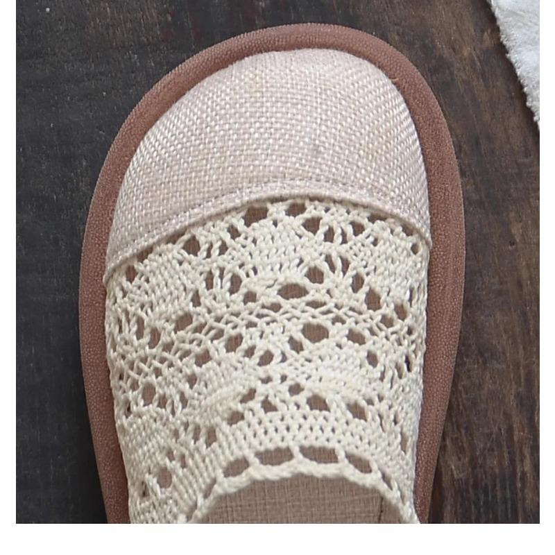 Mode 2025Damen Künstlerische Boho Spitze Mesh Sandalen - Vintage Retro Stil, Vielseitige Slingback Mules mit geschlossener Zehe und Aushöhlungen