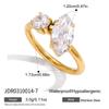 Women's Geometric Zircon Finger Chain Ring 18K Gold Plated Stainless Steel Jewelry Gift