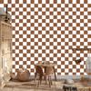 Checkerboard Wallpaper White, Orange and Beige for Living Room and Bedroom 50x1000