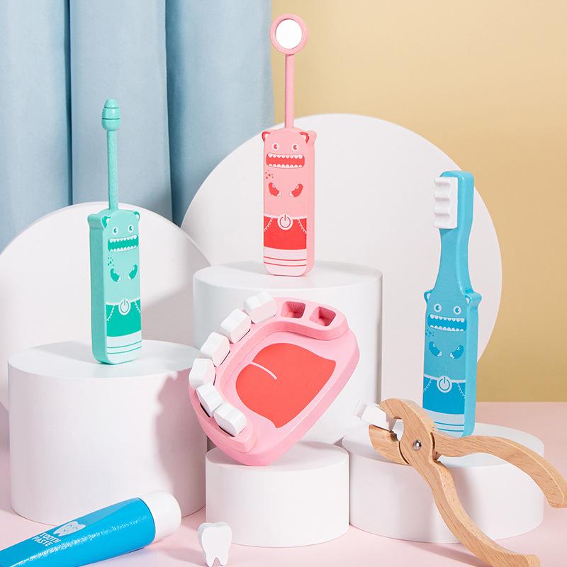 Wooden Children's Simulation Boxed Medical Kit, Playing House Nurse Injection Stethoscope Role-playing Doctor Toy