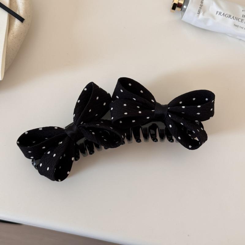 Dot Pattern Bow Hairpin for Updo Hairstyle, Bun Hairpin for Ponytail, Hairpin for Half-up High Ponytail Style
