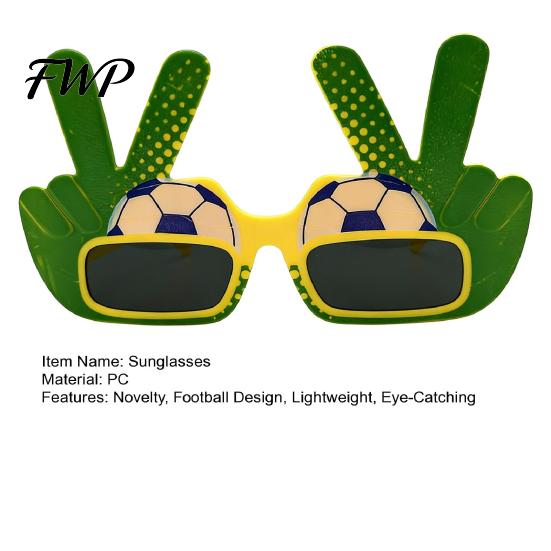 Decorative Party Eyewear Football Theme Sunglasses, Lightweight Events Glasses, Funny Peace Gesture Comfortable Shades Stadium Sunglasses for