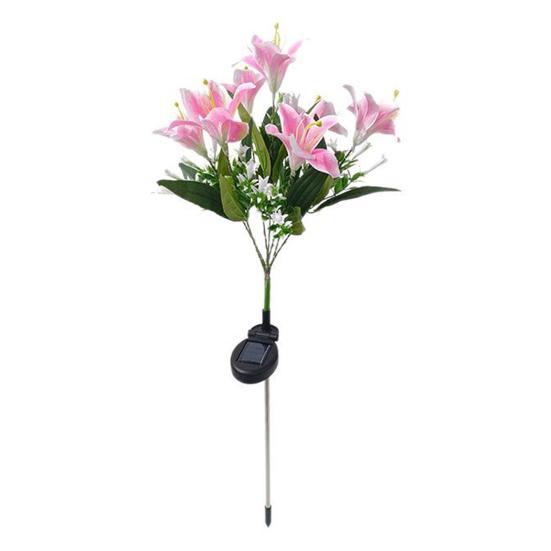 Solar Garden Lights Outdoor 7-Head Lily Light with Swaying Pole 4 Colors Waterproof Solar Powered LED String Lights for Yard Patio Pathway Energy