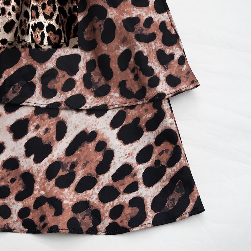 Sommerkleid für Damen, sexy, rückenfrei, Leopardenmuster, kurz, ärmellos, süßer Gewürzstil