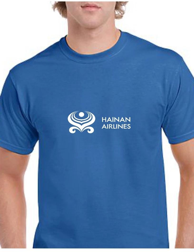 Hainan Airlines White Logo Chinese Airline Aviation Royal Blue Cotton T-Shirt L