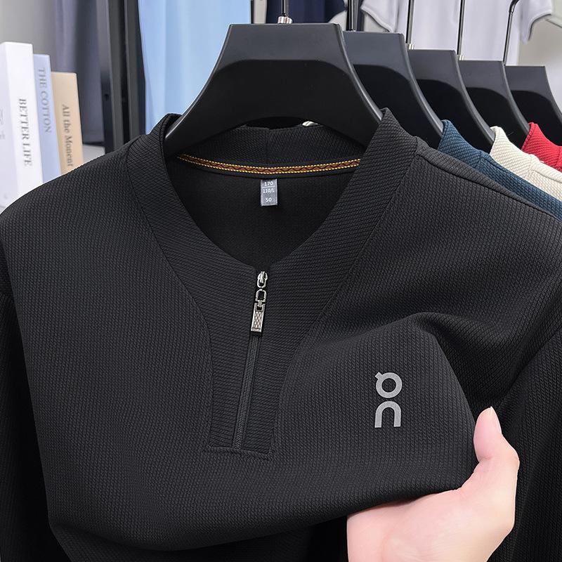 Men's Long-Sleeve Sweatshirt Autumn Fashion Zipper Round-Neck Top Trendy Base Shirt T-Shirt for Men