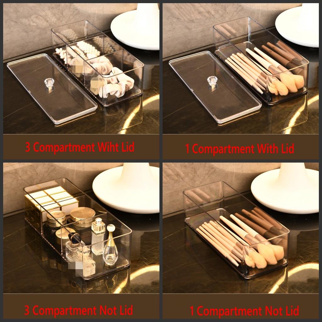 Clear Acrylic Makeup Layered Storage Box Dressing Table Cosmetic Lipstick Organizer Boxes Desktop Drawer Divider Storage