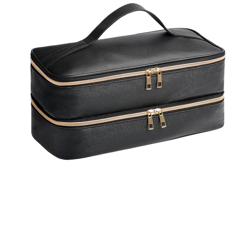 Large Waterproof PU Double-Layer Hair Dryer Storage Bag, Scratch-Resistant Beauty Tool Box for Dyson Curling Iron Accessories.
