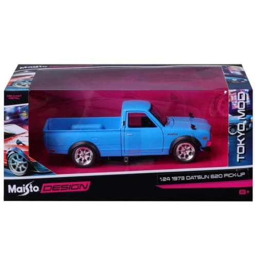 Maisto 1/24 Scale Diecast Model Datsun 620 Pickup 1973 Blue Custom Tokyo Moss Series / Finished Model Car 32528
