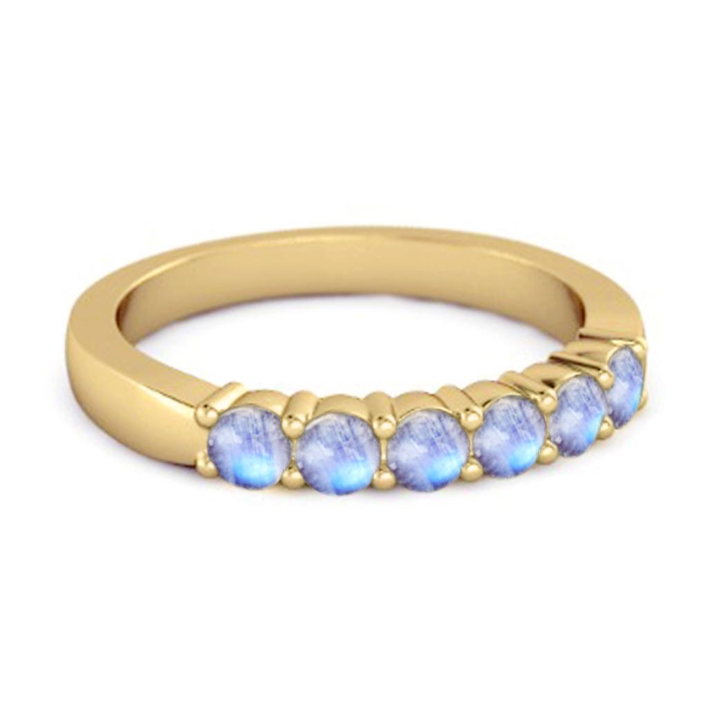 Moonstone Half Eternity Band Ring -925 Sterling Silver Gold Vermeil