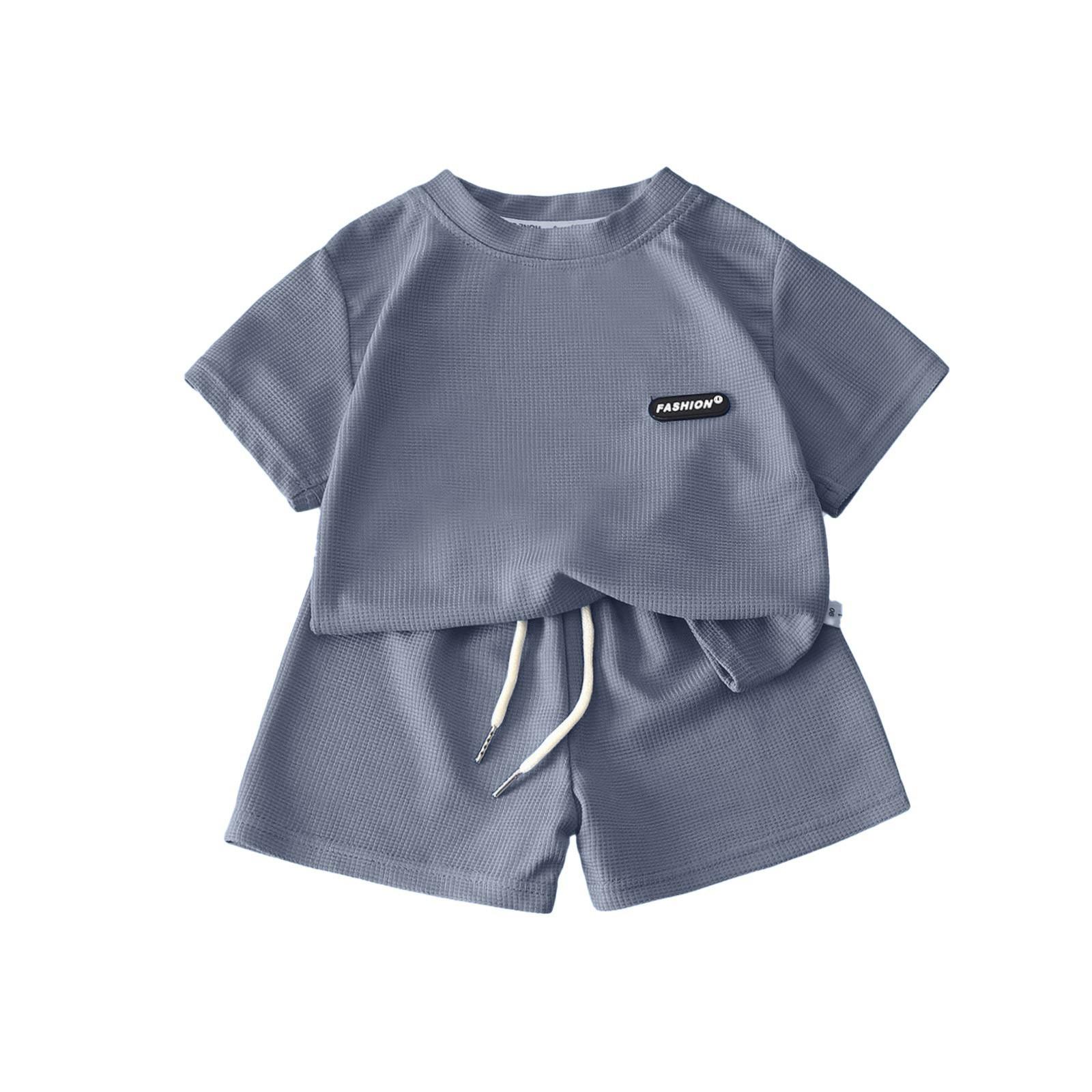 

Детский патриотический наряд - комплект из 2 предметов: короткий рукав и шорты для мальчика 120 тёмно-синий