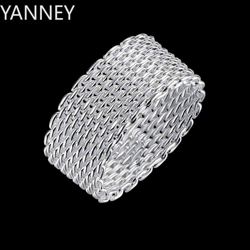 

Hot Popular 925 Sterling Silver Simple Net Rings lady fine Jewelry for Women men Size 6-10# Fashion Vintage Wedding gifts New 6