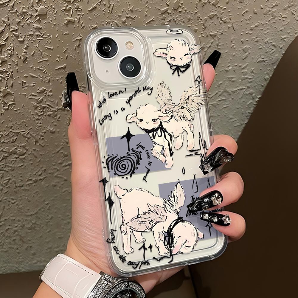 Cute Little Lamb Angel Sheep Phone Case for Samsung Galaxy A56 A36 A26 A55 A35 A15 A54 A34 A24 A14 A05  A13 A73 A53 4G 5G Cover