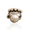 Stylish Vintage Thai Silver Ring Round Ring, Triple Crossed Imitation Pearl Ring